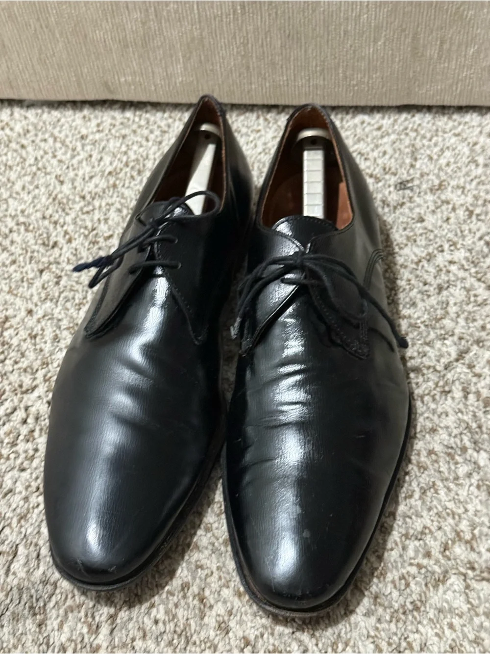 Burberry Men's Black Leather Derby Dress Shoes Size 44 EU 11 US Made In Italy